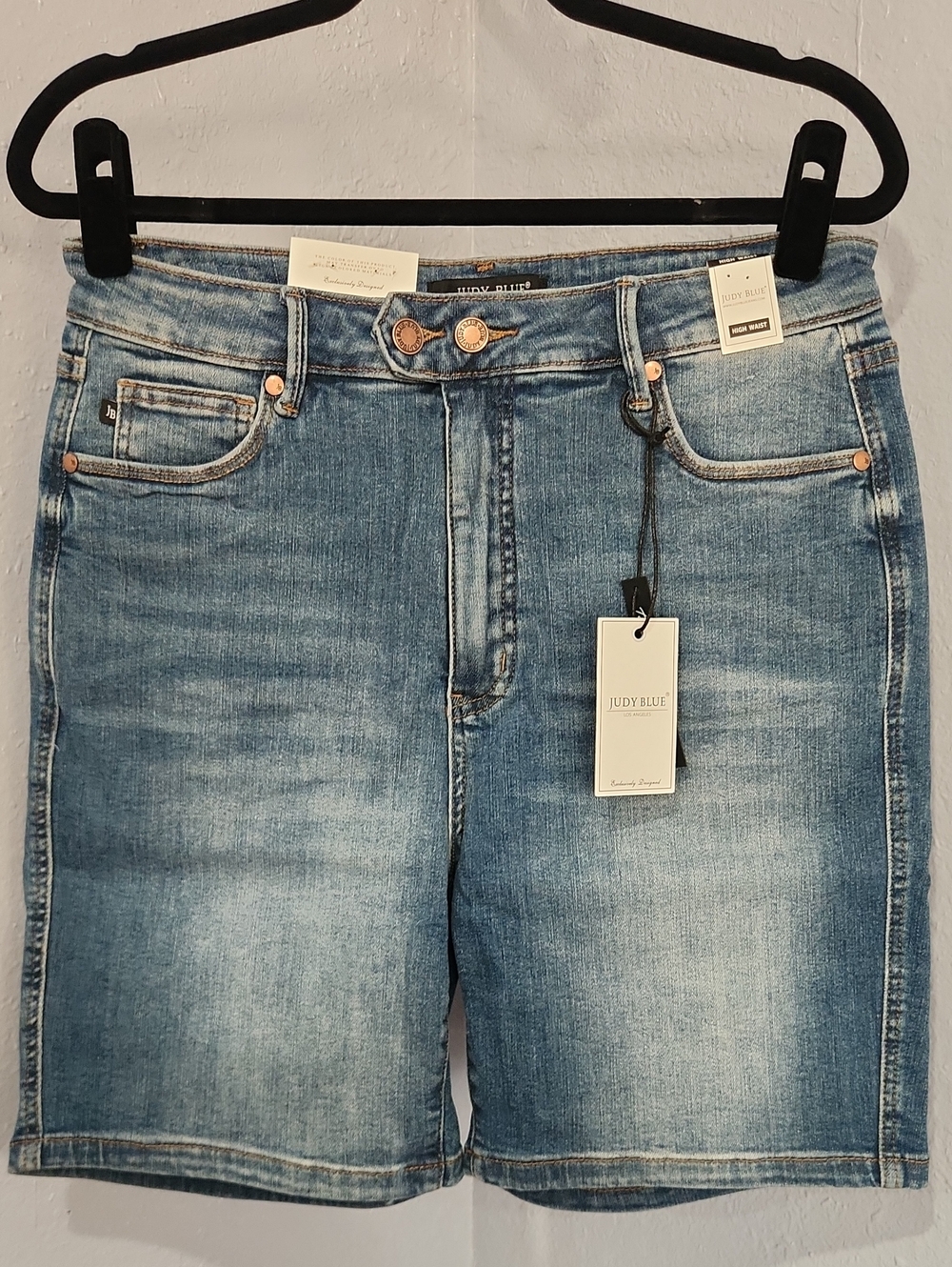 Judy Blue Women's Light Blue Boyfriend Denim Bermuda Shorts.